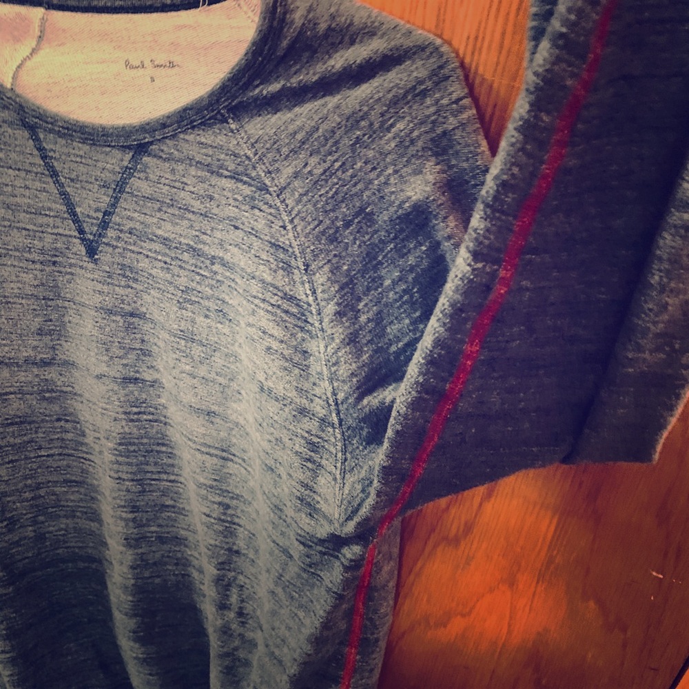 PAUL SMITH INDIGO ARTISTIC STRIPE TRIM SWEATSHIRT